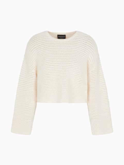 EMPORIO ARMANI RESORT CAPSULE COLLECTION PERFORATED LINK-STITCH CROPPED JUMPER