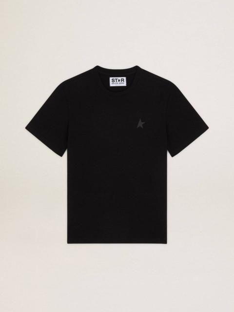 Golden Goose Black Star Collection T-shirt with tone-on-tone star on the front