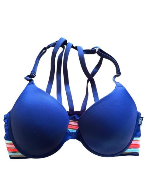 Other Designers PINK Victoria's Secret Wear Everywhere Push Up Bra Strappy Mesh Navy Blue 34D