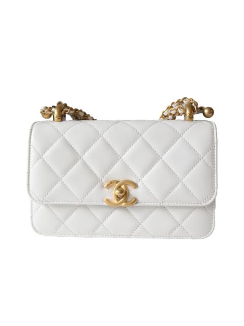 CHANEL Chanel Calfskin Quilted Mini Perfect Fit Flap White