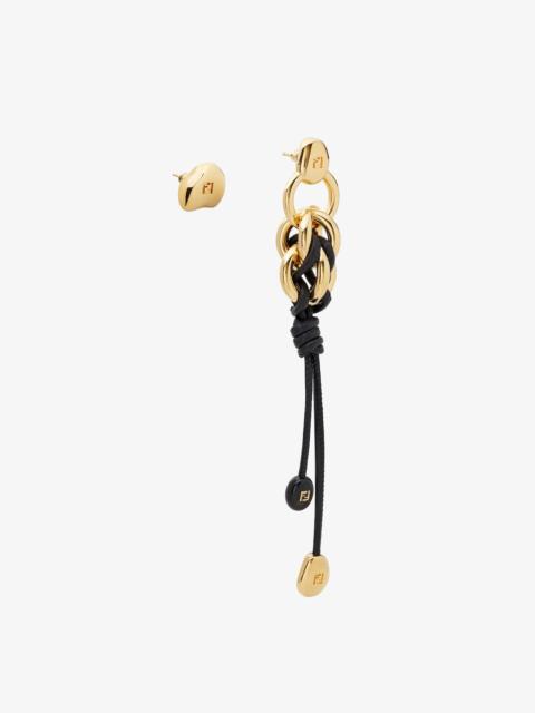 FENDI Fendi Candy Earrings Gold-colored metal and black leather earrings