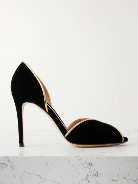 Gianvito Rossi 95 Metallic Leather-trimmed Velvet Pumps