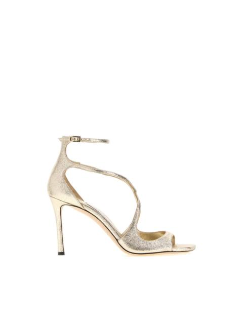 JIMMY CHOO JIMMY CHOO 'Azia' Platinum 95mm Sandals New And Authentic (W