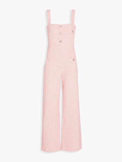 maje Embellished metallic cotton-blend tweed jumpsuit