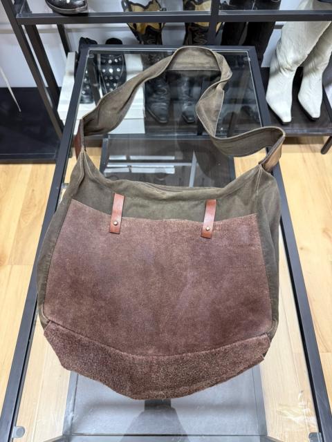 Yohji Yamamoto Yohji yamamoto pour homme suede patchwork distressed crossbody bag 