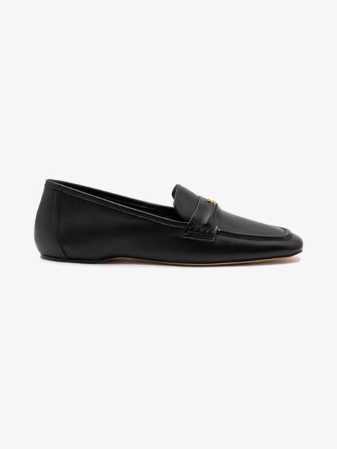 Larroudé Suki Flat Loafer In Black Leather