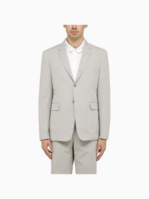Thom Browne Light Grey Single Breasted Pinstripe Jacket