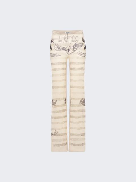 Jean Paul Gaultier Mesh Tattoo Marinière Pants Ecru