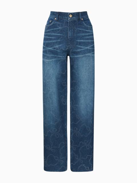 LoveShackFancy Dessa Crystal Bow Jeans