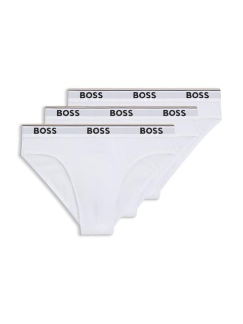 BOSS THREE-PACK OF STRETCH-COTTON BRIEFS WITH LOGO WAISTBANDS