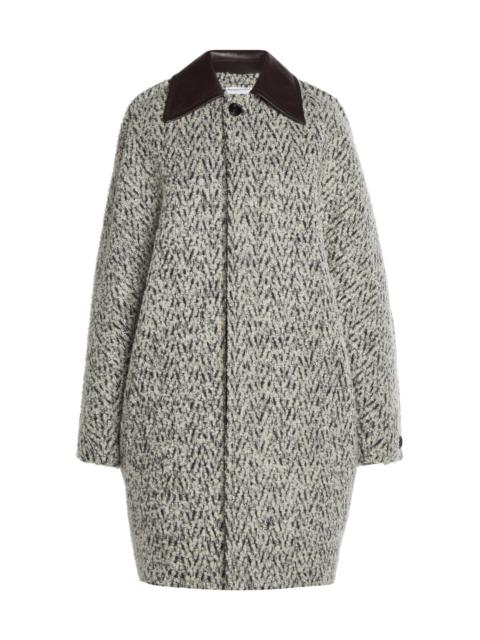 Chevron Bouclé Wool-Blend Coat light grey