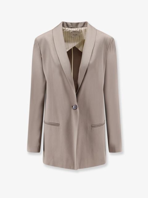 Other Designers Alysi Single-Breasted Satin Blazer