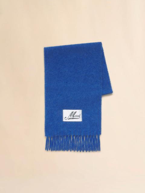 Marni BLUE BRUSHED ALPACA SCARF WITH FRINGES