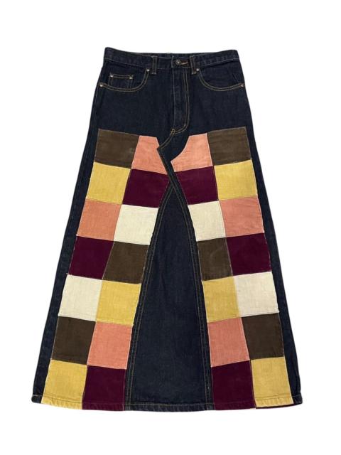 Other Designers Japanese Brand - Avant Garde Multicolour Patchwork Double Knee Midi Skirt