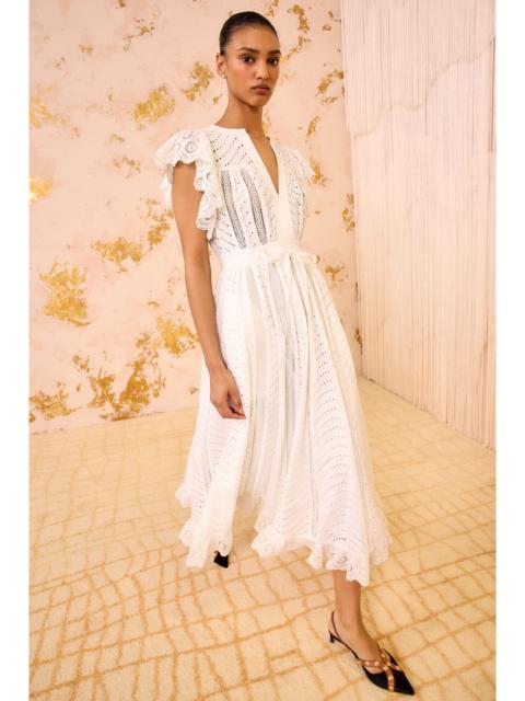 ULLA JOHNSON Olga Flutter Sleeve Midi Dress