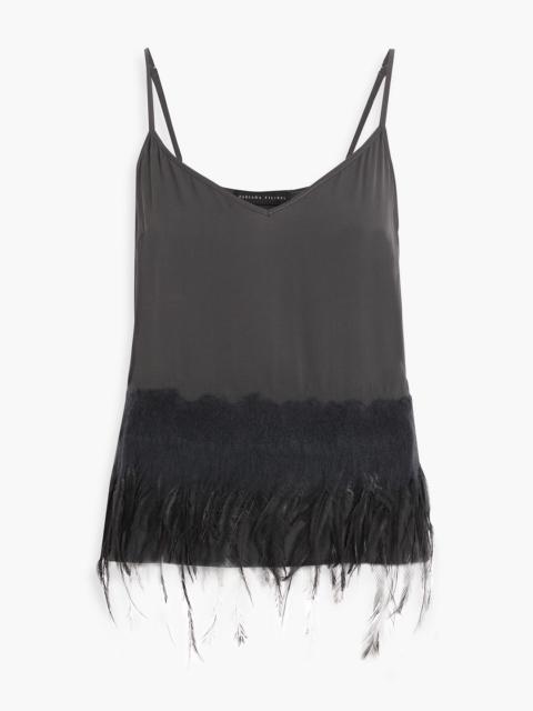 FABIANA FILIPPI Feather-embellished silk-blend crepe camisole
