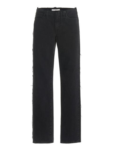 SLVRLAKE Sophie Raw-Edge Rigid Mid-Rise Long Straight-Leg Jeans black