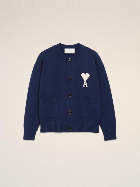 AMI Paris BLUE WOOL CREWNECK AMI DE COEUR CARDIGAN