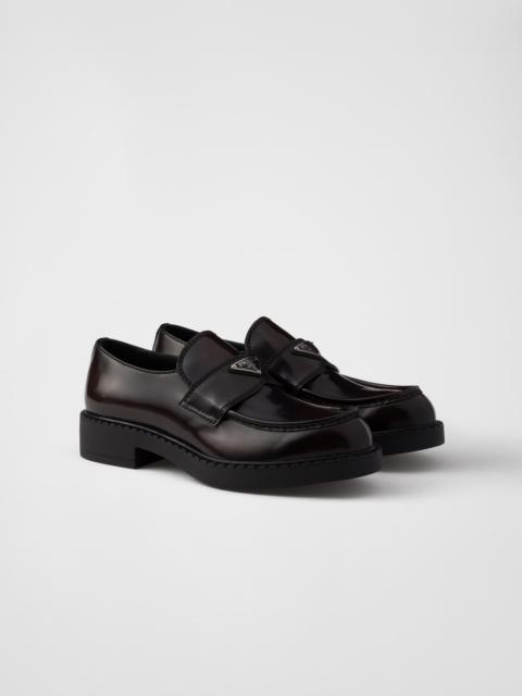 Prada Chocolate brushed leather loafers