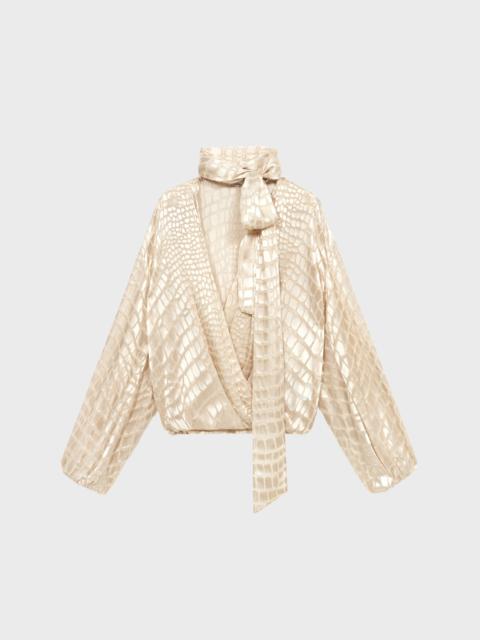 Blumarine DEVORE' CRISS-CROSS BLOUSE WITH SCARF