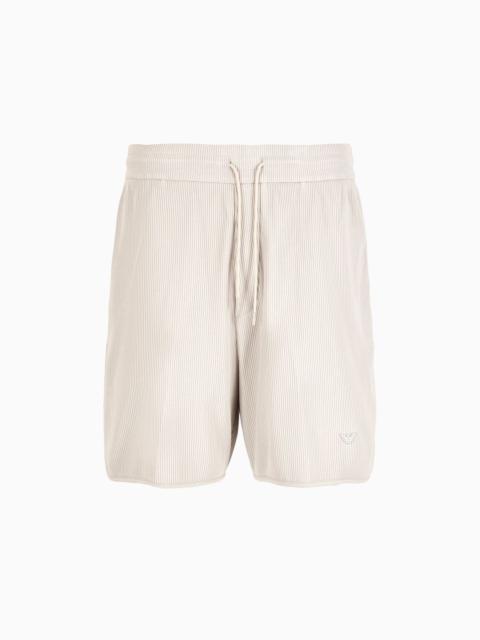 Comfort-fit drawstring Bermuda shorts in canneté jersey