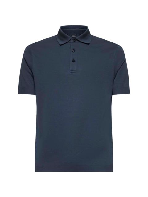 Herno Herno Men Blue Knit Effect Jersey Polo Shirt