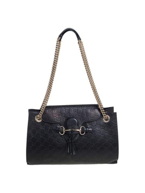 Gucci Black Guccissima Leather Emily Chain Shoulder Bag