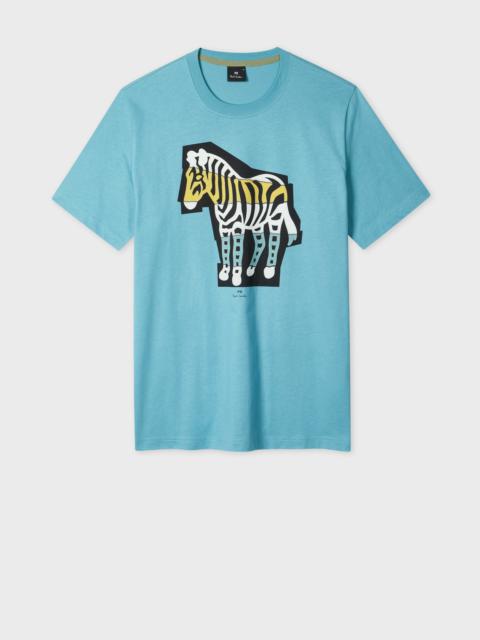 Paul Smith Light Teal 'Zebra Cutout' Print T-Shirt