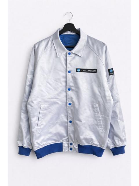 Other Designers Japanese Brand - Vintage Konica Minolta Satin Coach Jacket Blue White Logo