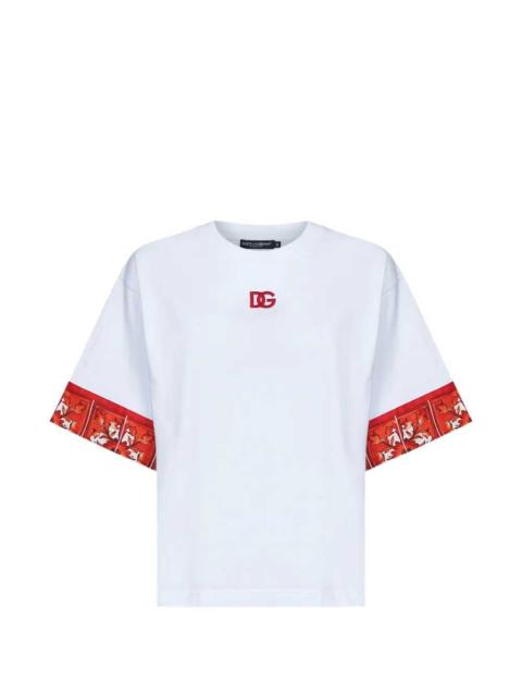 Dolce & Gabbana Dolce & Gabbana Women T-Shirt With Embroidered Logo And Majolica Print