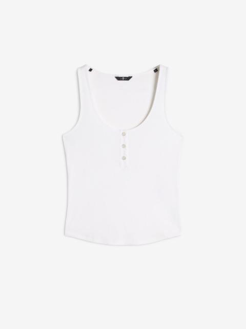 7 For All Mankind Ribbed Henley Tank in Optical White