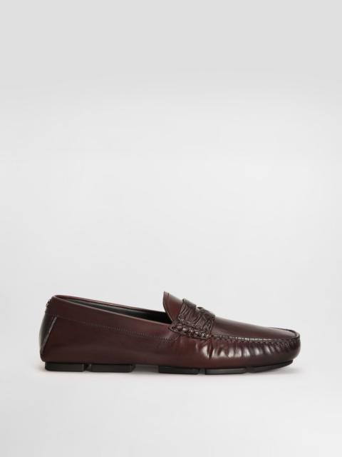 Dolce & Gabbana DG driver calfskin slipper with crocodile inserts