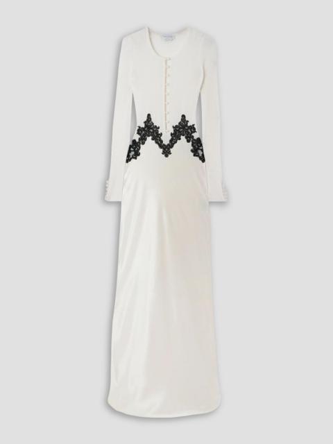 GABRIELA HEARST Kerry lace-trimmed ribbed cashmere-blend and silk maxi dress