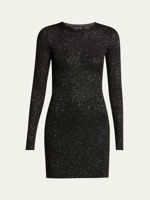 BALENCIAGA Sequined Knit Mini Long Sleeve Dress