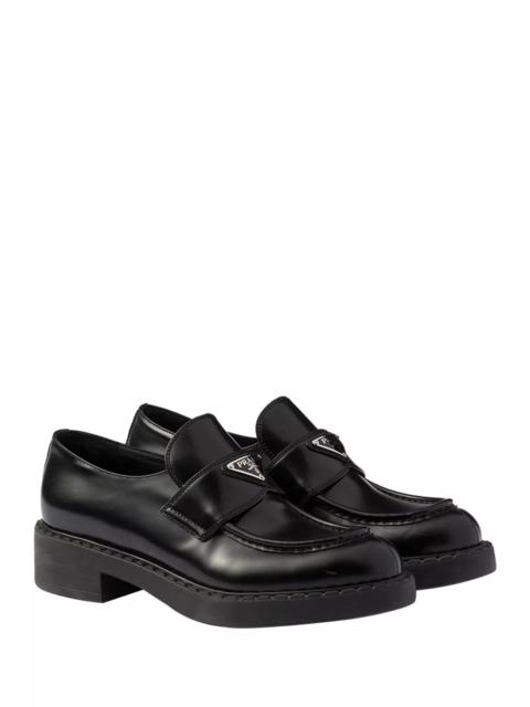 Prada Women's Chocolate Brushed Leather Loafers