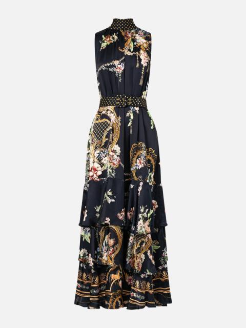 CAMILLA HIGHNECK TIERED RUFFLE HEM DRESS