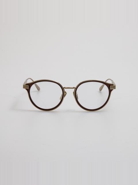 LINDA FARROW Men's Anthony Oval Optical Frame in Metallic Brown