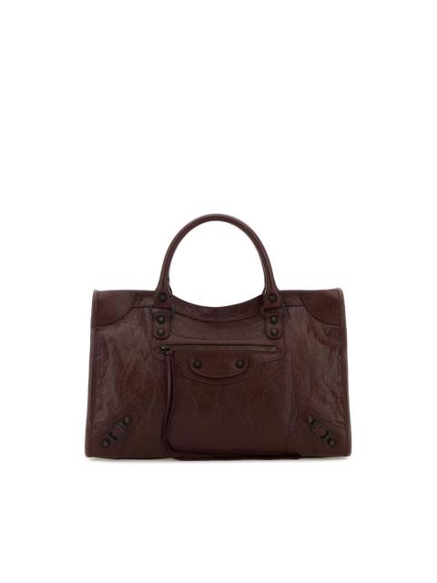 BALENCIAGA Balenciaga Burgundy Leather Medium Le City Handbag