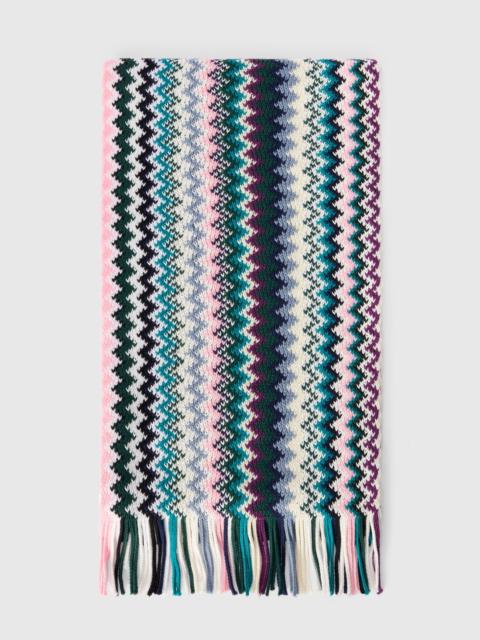 Missoni Zigzag wool scarf with fringes