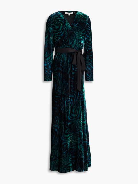 DIANE VON FURSTENBERG Jareth tiger-print velvet maxi wrap dress