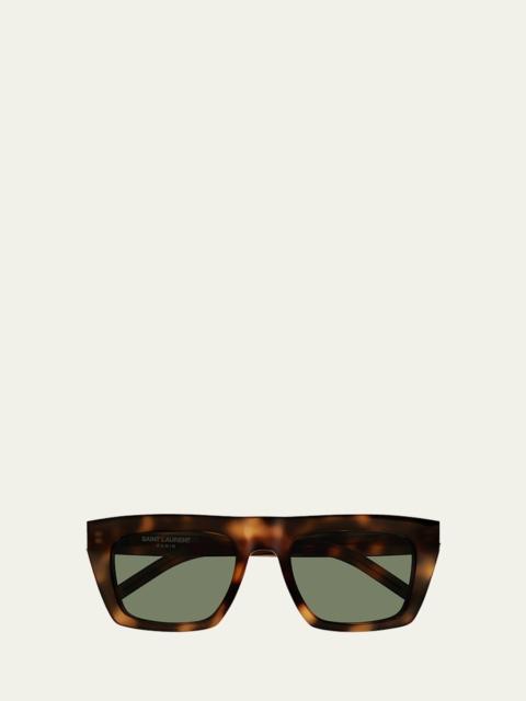 SAINT LAURENT YSL Acetate Flat-Top Rectangle Sunglasses