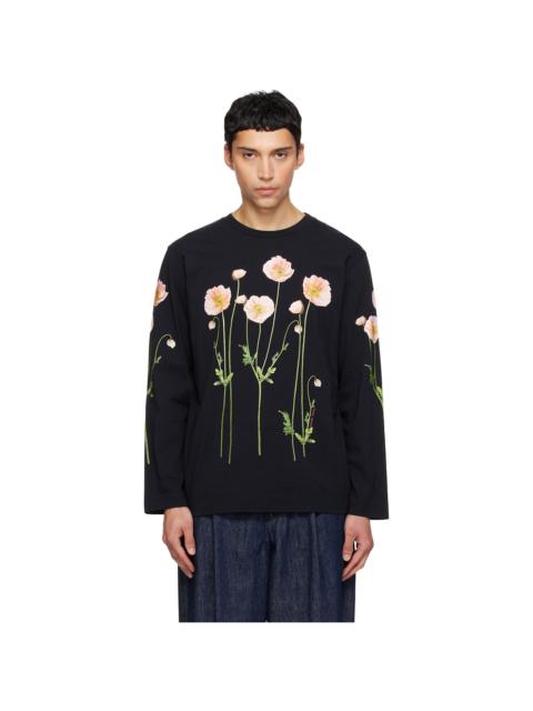 Simone Rocha Black Poppy Field Print Long Sleeve T-shirt