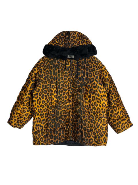 Other Designers Ysl Pour Homme - YVES SAINT LAURENT YSL Leopard Printed Puffer Jacket Hoodie