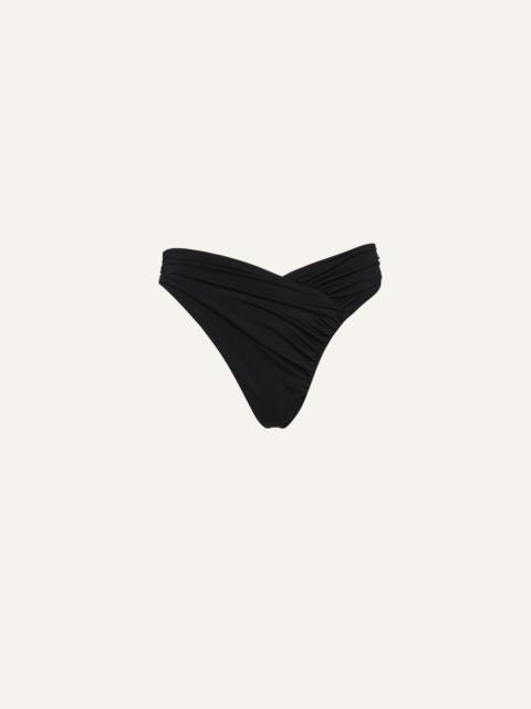 MAGDA BUTRYM Ruched asymmetric swim bottom in black