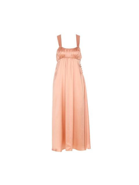 Chloé Chloe' Women Long Ruffled Sleeveless Silk Satin Dress