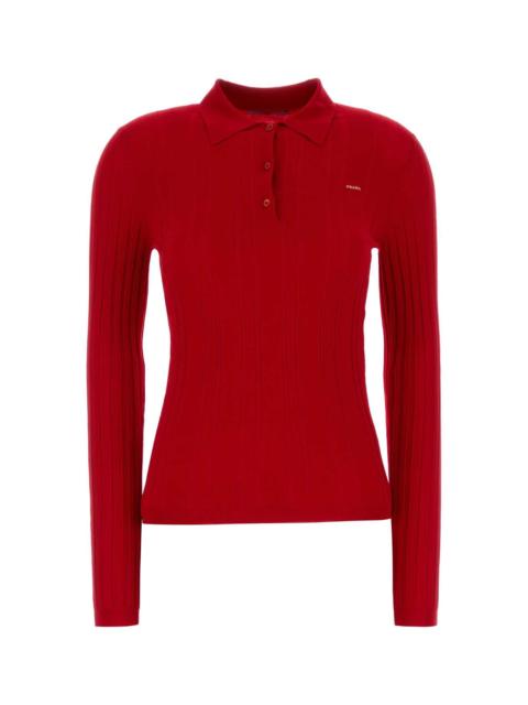 Prada Prada Women Red Cotton Blend Polo Shirt