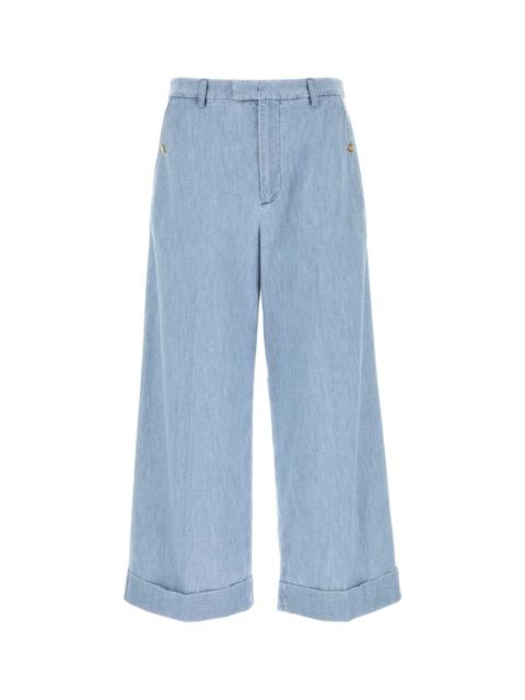 Valentino Valentino Garavani Men Light Blue Denim Wide-Leg Jeans