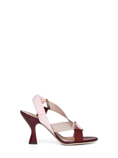 FENDI Fendi Women Burgundy Leather And Multicolor Fabric Colibrì Iconic Sandals