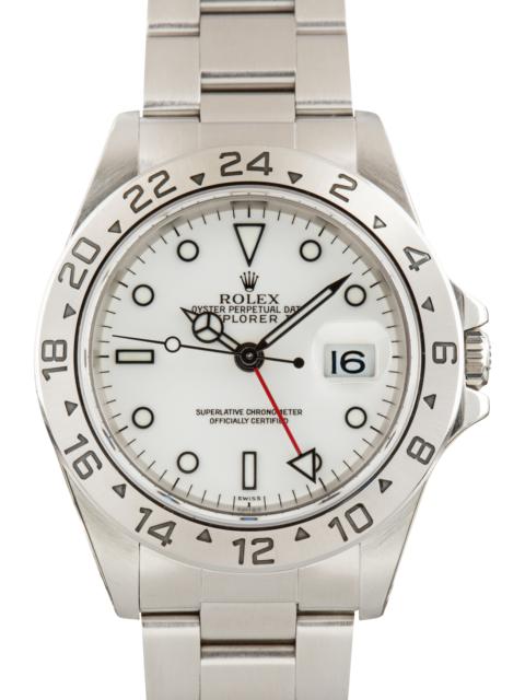 ROLEX Pre-Owned Stainless Steel Rolex Explorer II White Polar Dial Ref 16570