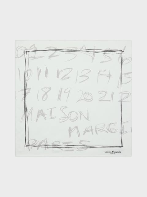 Maison Margiela Scribbled Numerical silk foulard